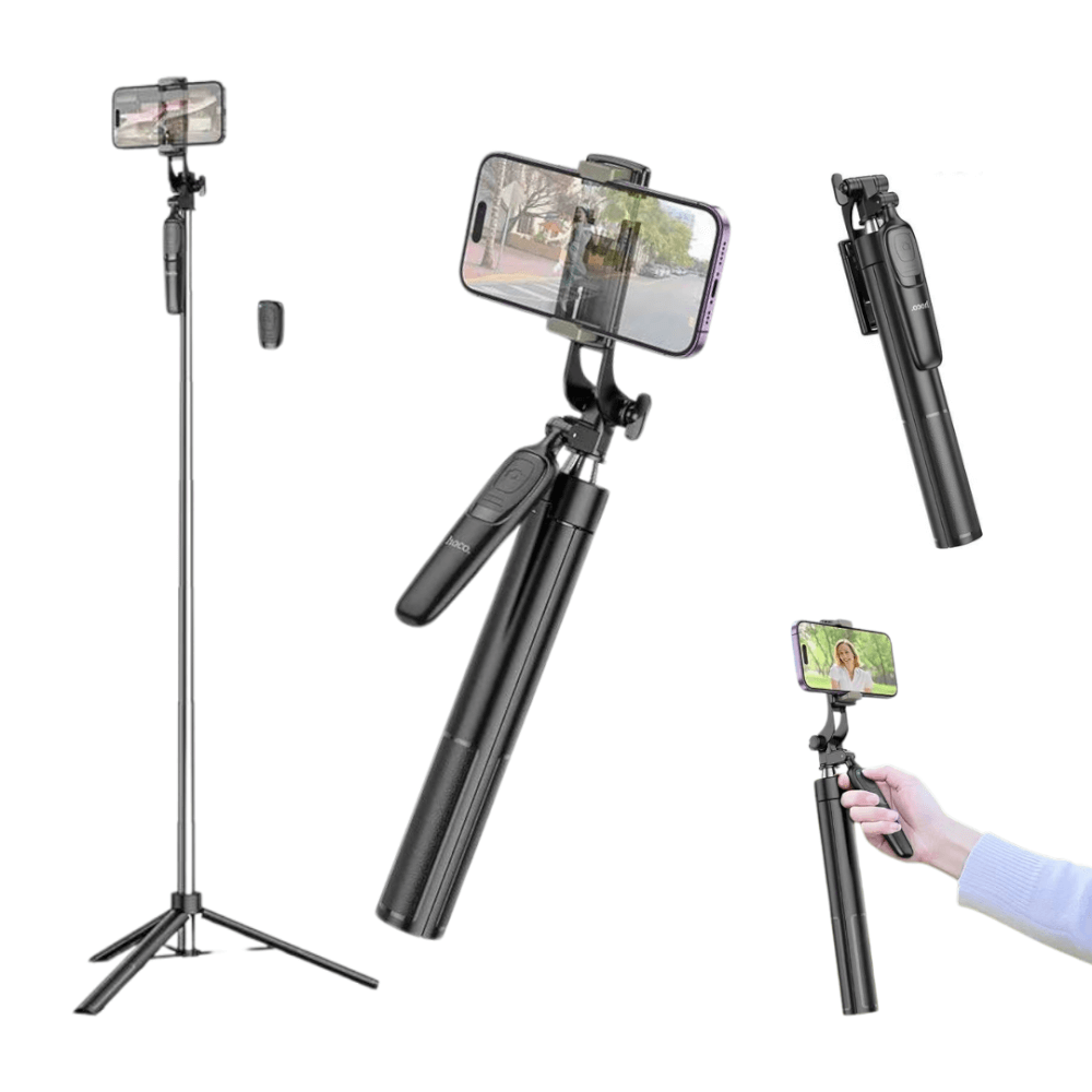 ขาตั้งมือถือ HOCO K19 หมุนได้ 360&deg; ยืดสูงสุด 1.57 เมตร พร้อมรีโมทบลูทูธ